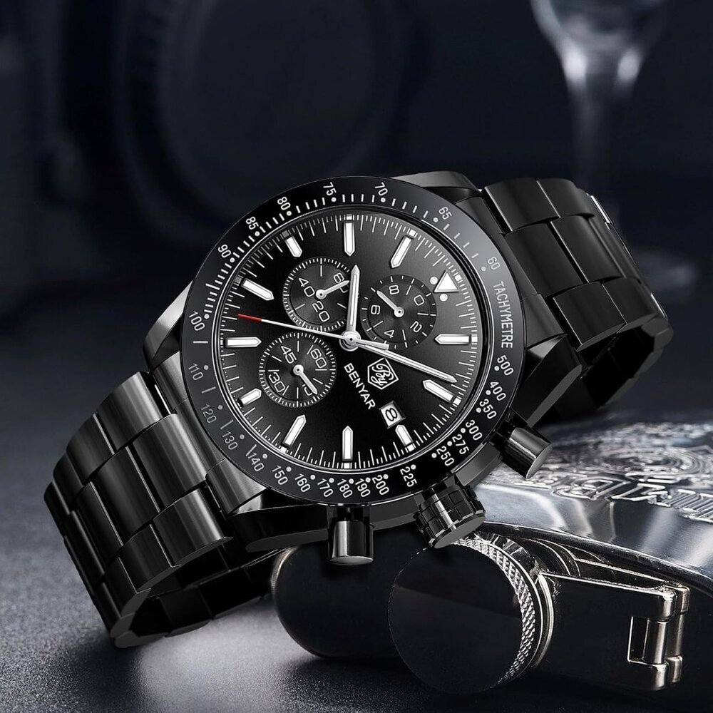 ⚡Watches for Men Analog Quartz Chronograph 30M Waterproof Luminous Big Face - Picture 3 of 9